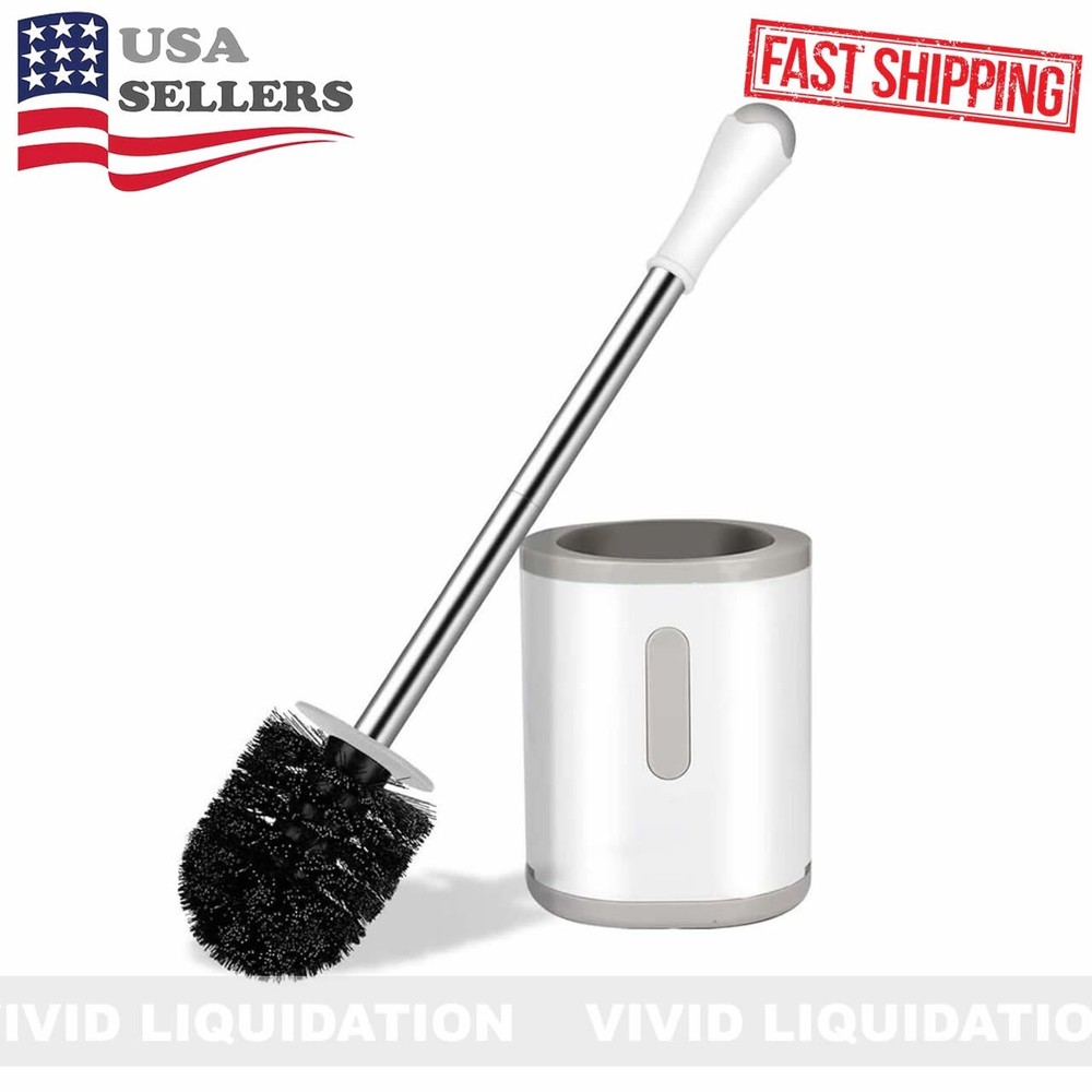 Compact Toilet Brush & Holder, Stainless Steel Handle, Deep Cleaning, Drip-Proof