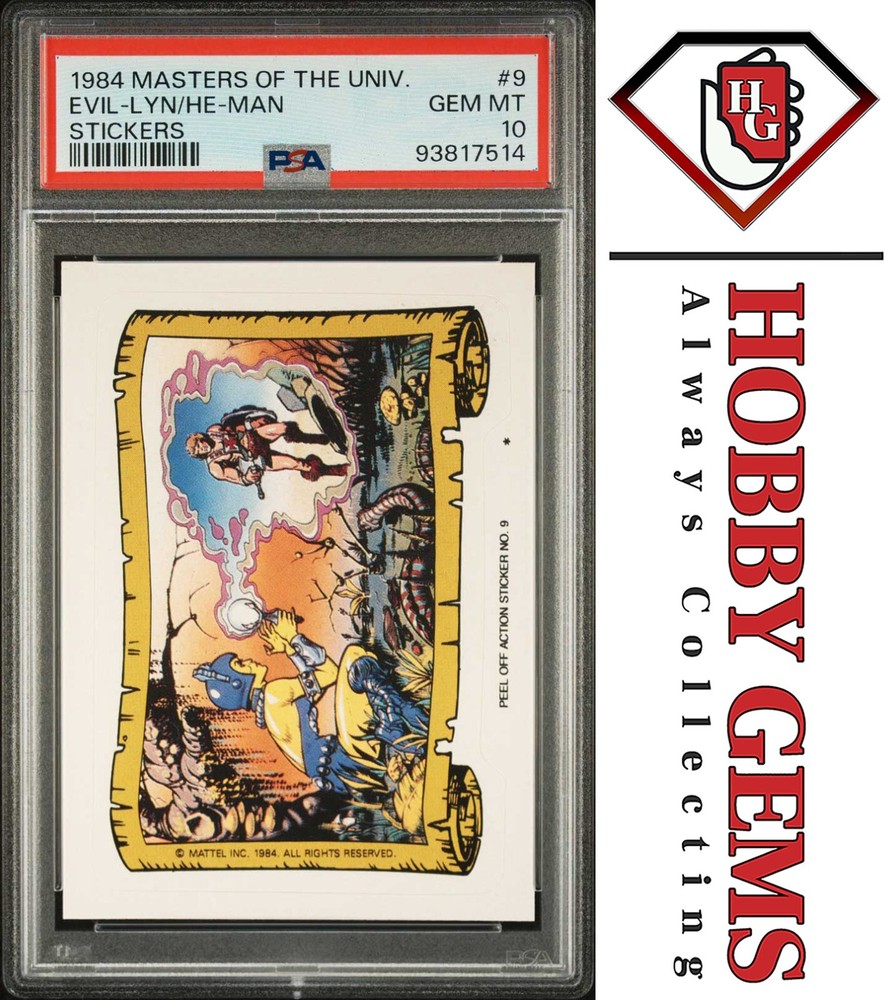 EVIL-LYN and HE-MAN 1984 MOTU PSA 10 Sticker #9 C1 Graded