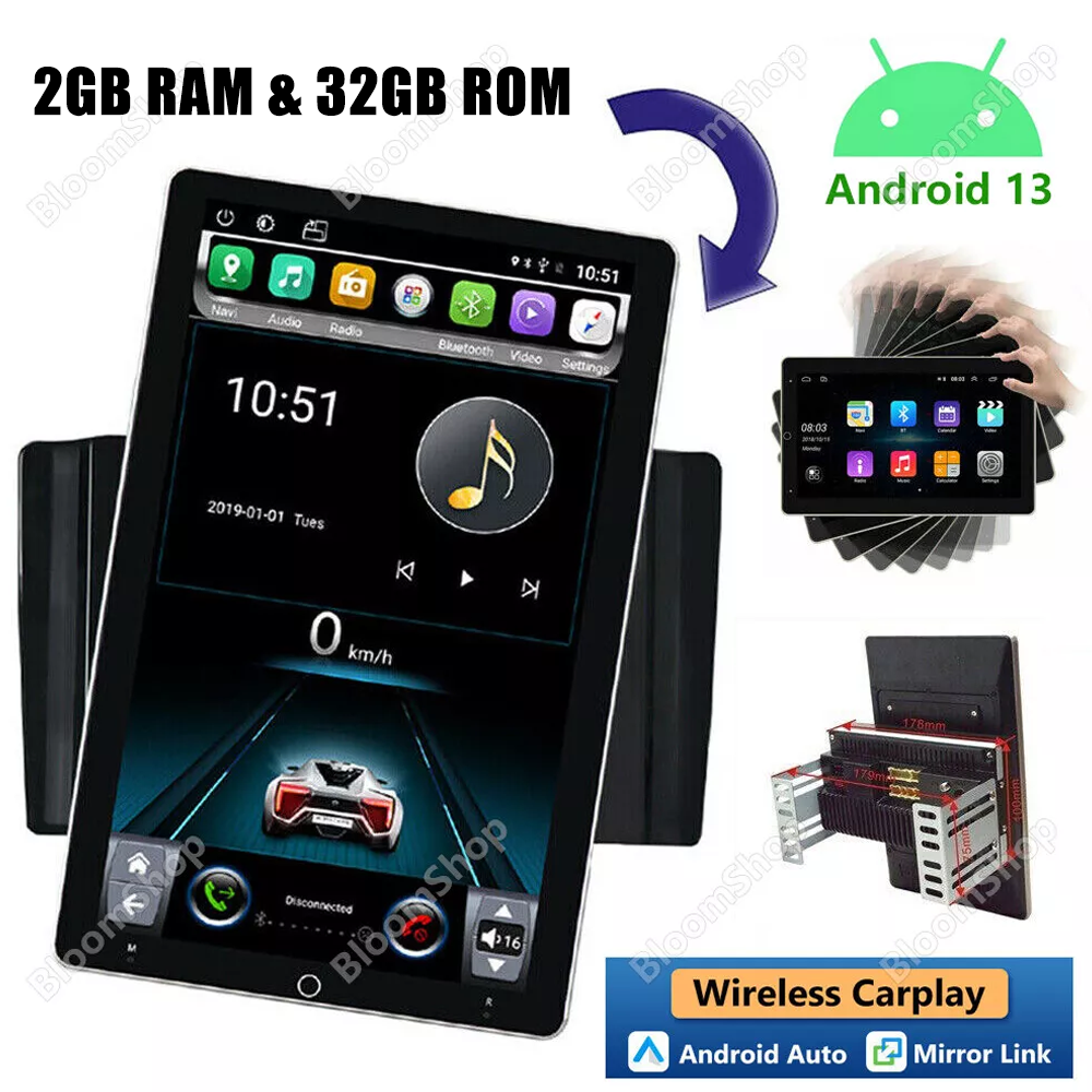 10.1 Inch Android 13 Car Stereo with Carplay GPS WiFi 2+32GB Touchscreen FM 2Din