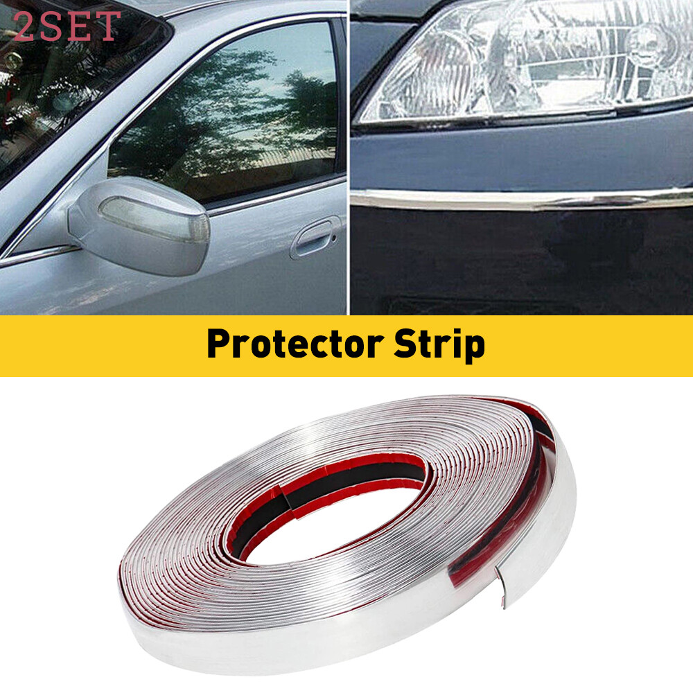 2set Car Chrome Moulding Trim Strip Door Guard Protector 0.8inchx16ft for Cars T