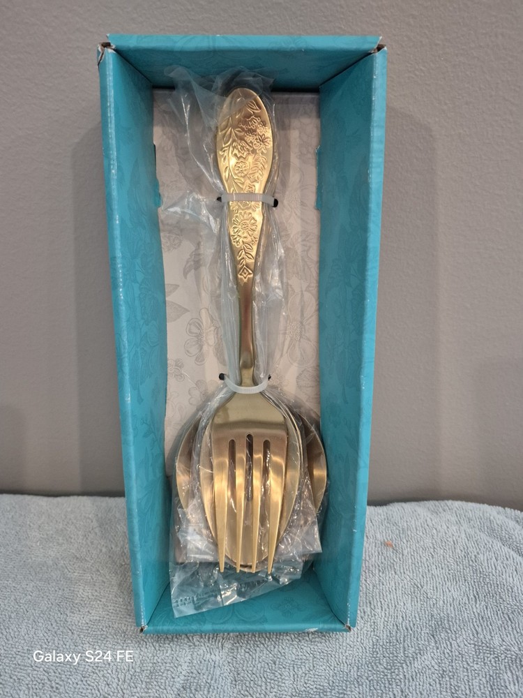 NEW Pioneer Woman Gold Mazie Stainless Steel 4-piece Serving Set