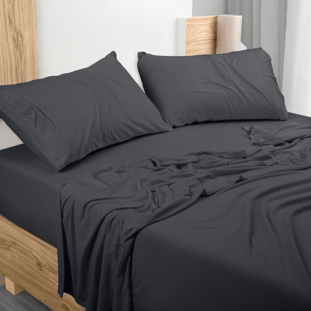 Soft Jersey Knit King Sheet Set - 4-Piece Comfort Cotton Bedding