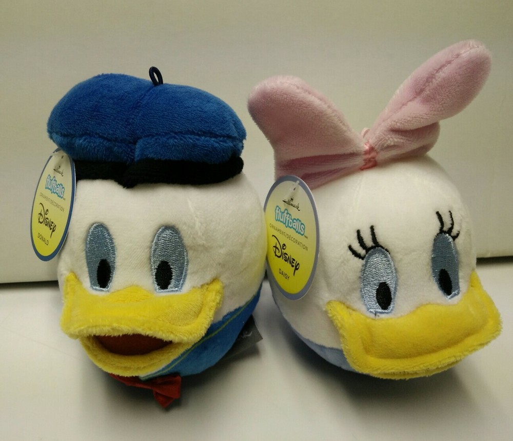 Hallmark Disney Donald Duck and Daisy Duck Plush Ornament Fluffballs Decoration