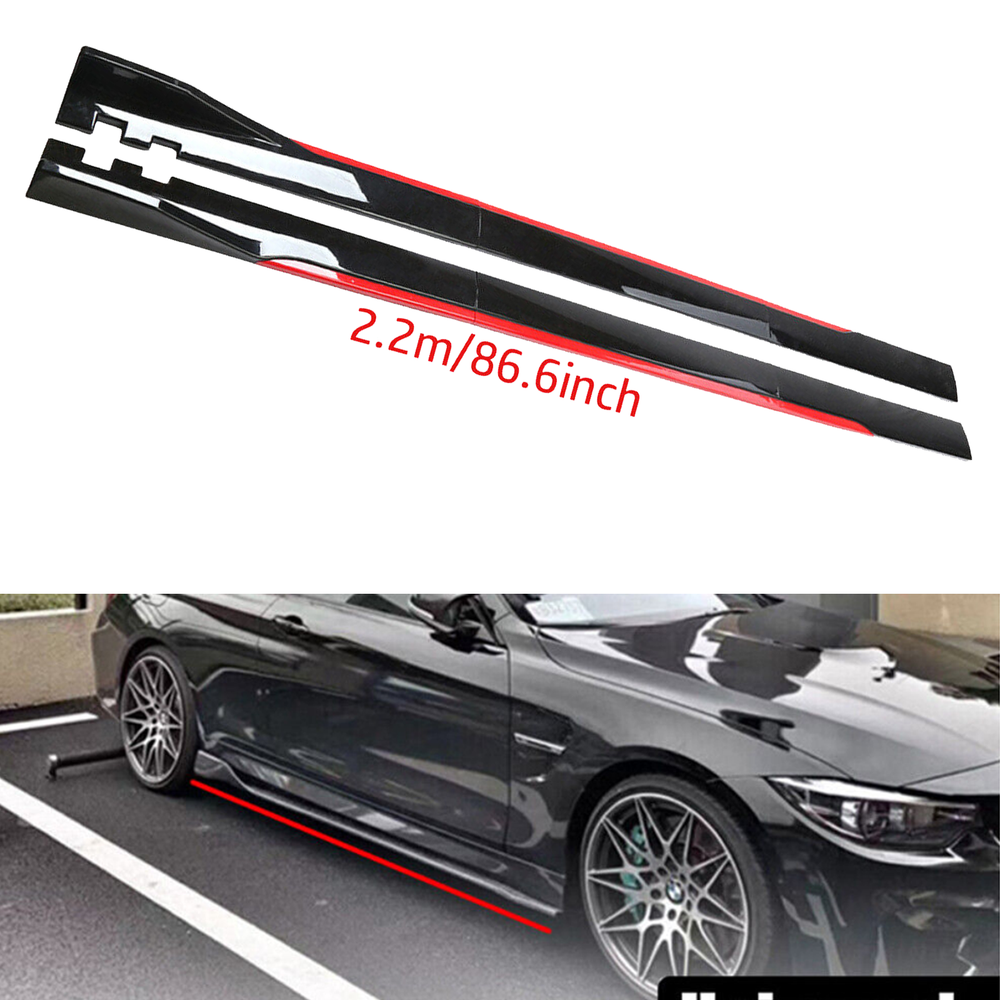 For BMW Side Skirt Extension Body Kit Splitter Spoiler Glossy Black Polypropy