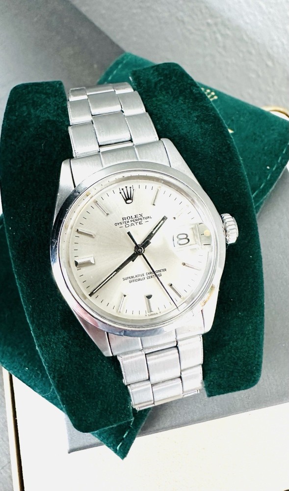 Vintage Men’s 1970 Rolex Oyster Perpetual date Watch Ref 1500 Stainless Steel