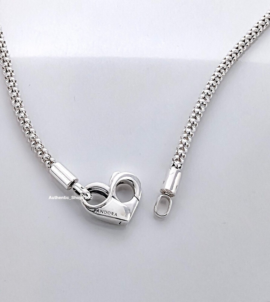 Brand new 100% used PANDORA 925 silver heart shaped rivet chain necklace