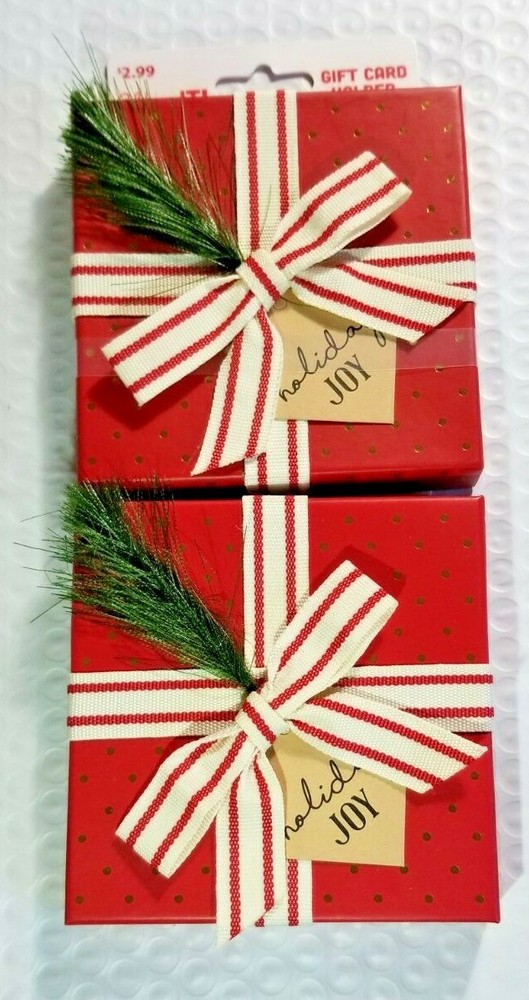 Holiday Gift Card Holder Box Holiday Joy Set of 2 Gift Box Easy Wrap It RED-image