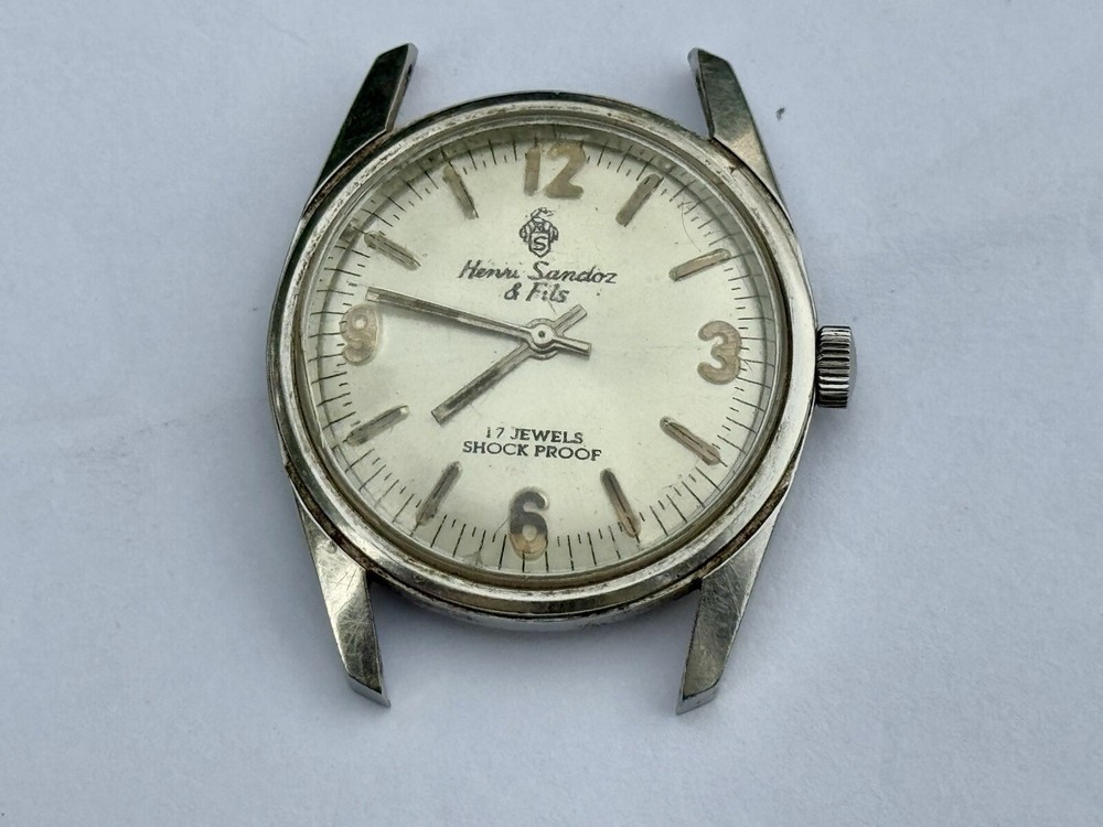 Vintage Henri Sandoz & Fils men's manual winding watch 17Jewels 1960s