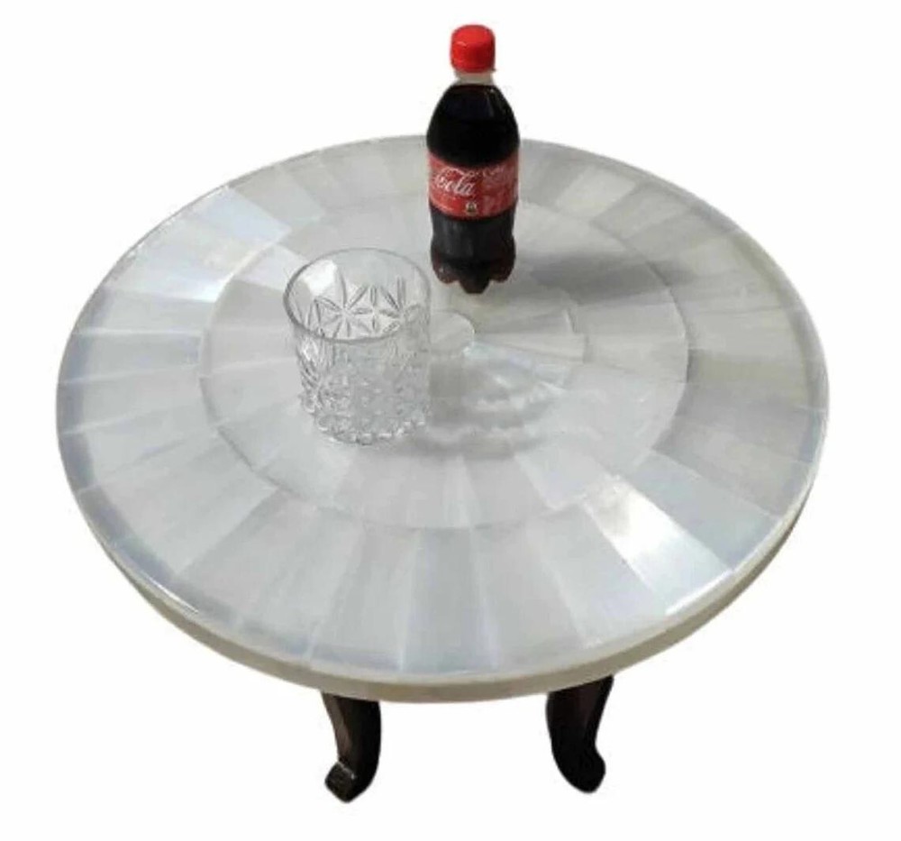 Selenite Coffee Table Round Stone Top Sofa Side Table Home Decor Gift