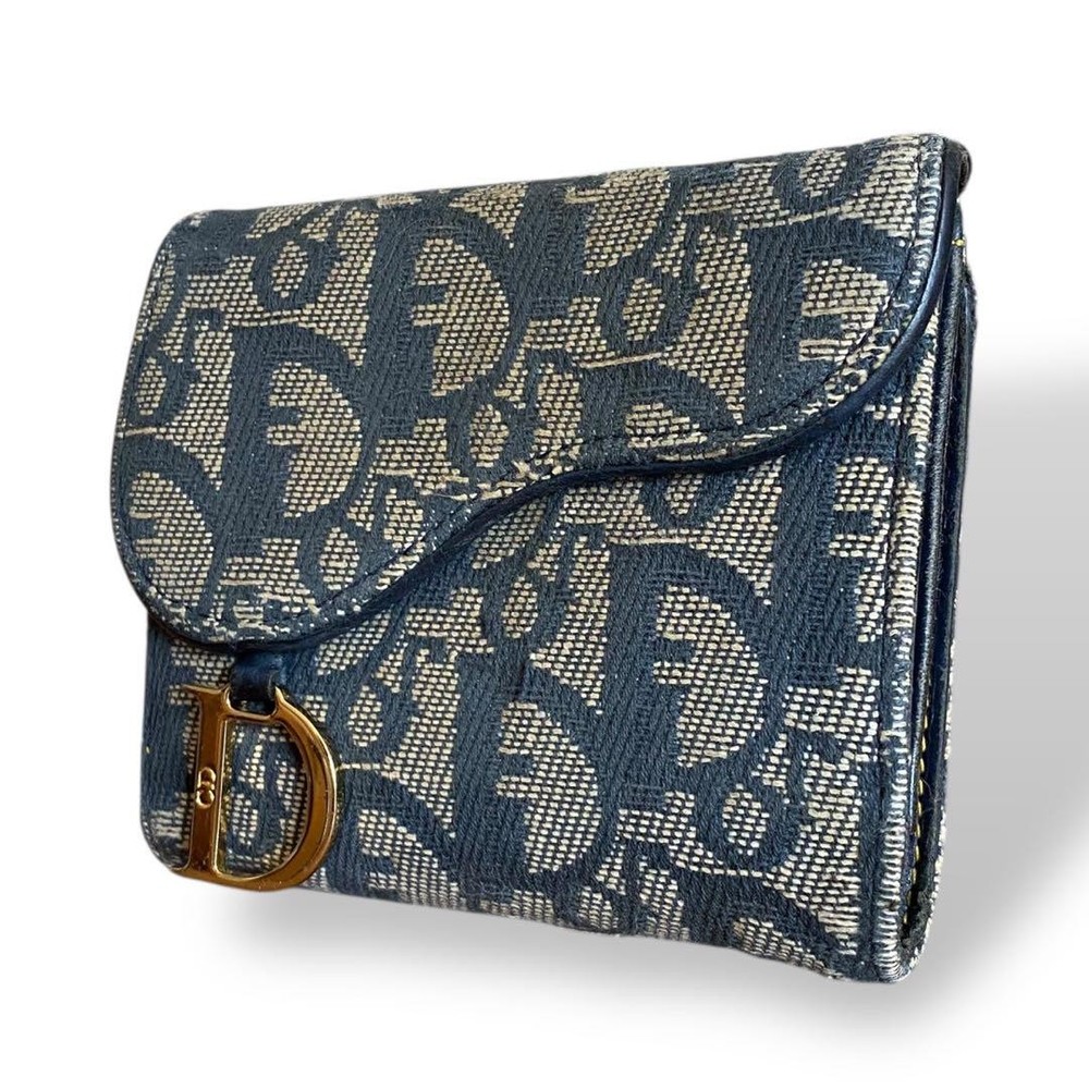 Dior Trifold Oblique Lotus Leather Wallet with D Hardware Preowned  