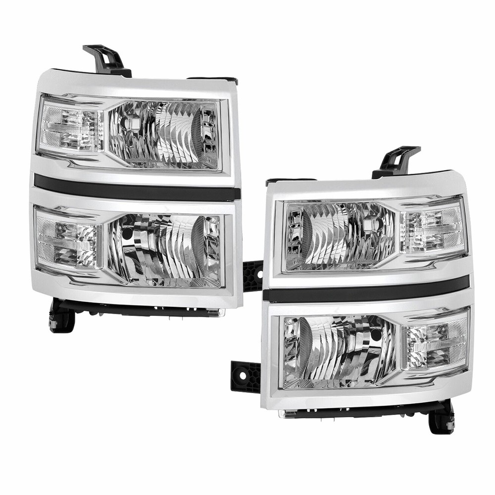 Set of 2 For Chevy 2014-2015 Silverado 1500 Chrome Housing Headlights Head EXA