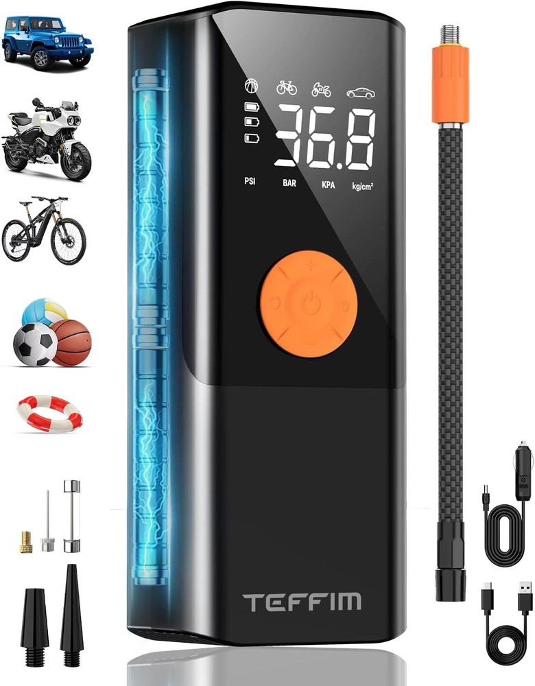 150PSI Portable Tire Inflator with 20000mAh Battery | Compact 12V Mini Air Compressor for Efficient On-the-Go Inflation