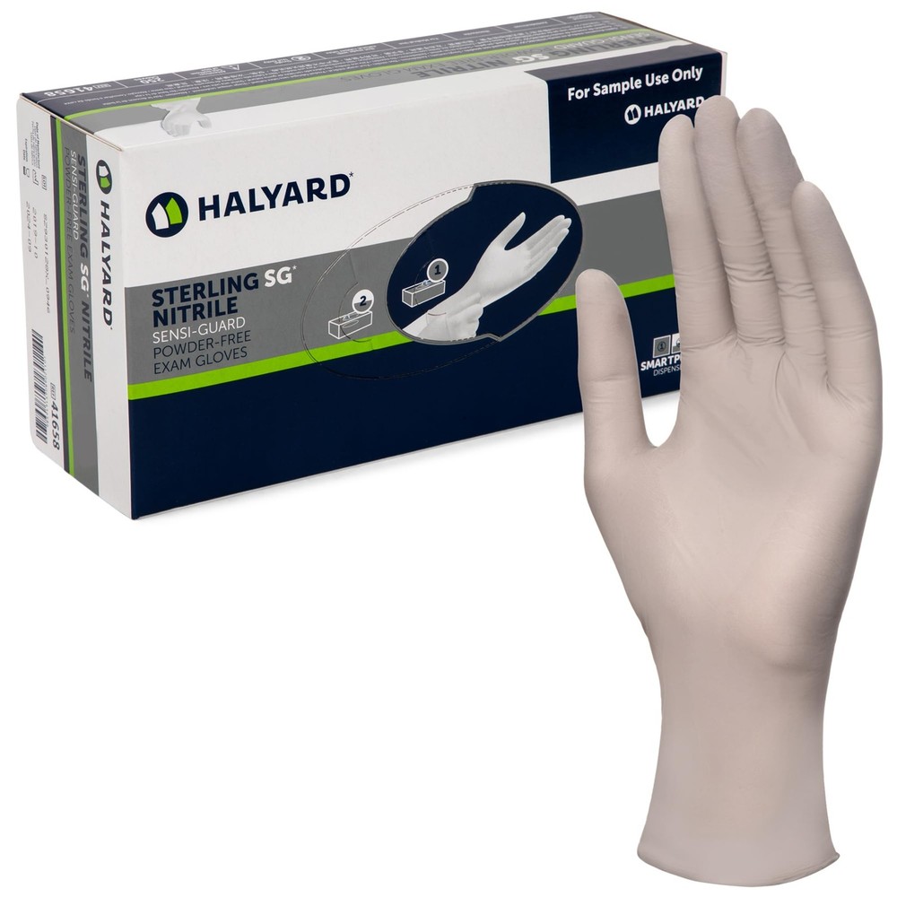 HALYARD Sterling SG Nitrile Exam Gloves 3.7 mil Gray Medium 4165 Powder Free