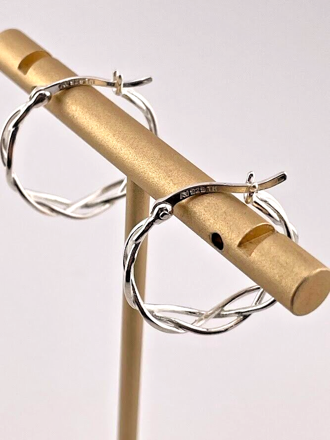 AV THAILAND 925 STERLING SILVER OPEN BRAID HOOP EARRINGS 3/4