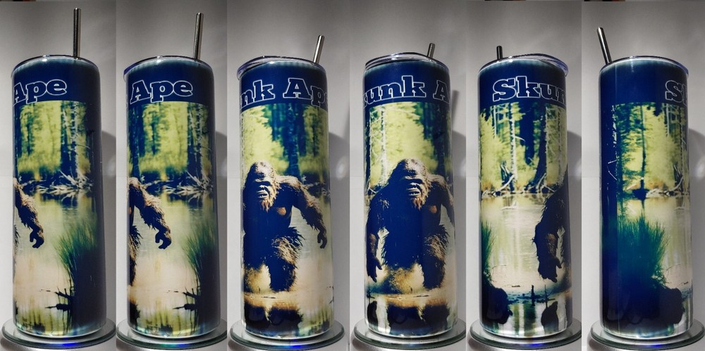 Bigfoot, skunk ape tumbler  Stainless-Steel 20oz with SS straw and cleaner