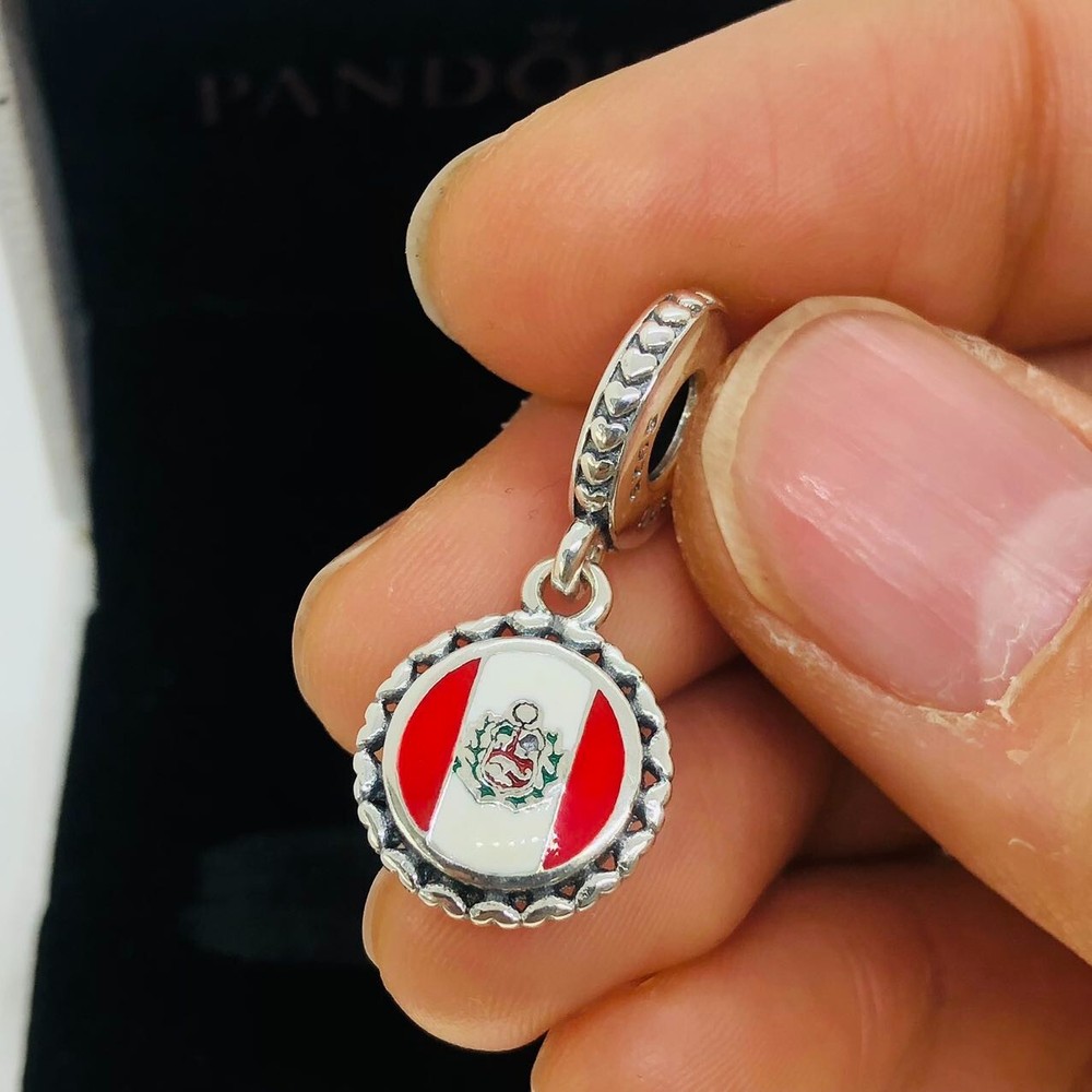Pandora Peru Flag Dangle Charm in S925 Silver with Gift Box
