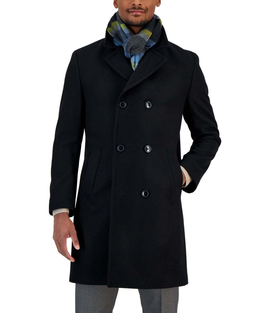 Nautica Men's Classic fit Double Breasted Overcoat Black Size 40 T/L39.5 Black