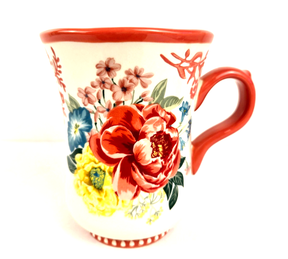 Pioneer Woman Coffee Mug Fancy Flourish Print Stoneware 18 oz.