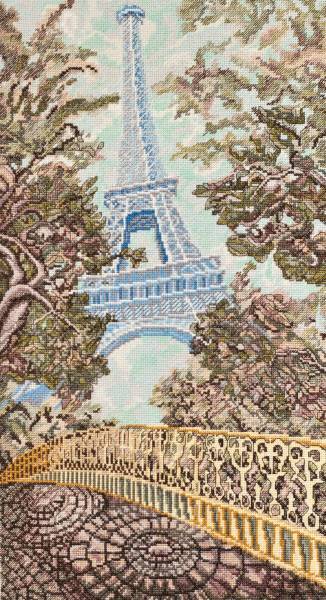 Cross stitch kit - Tuileries Garden 28x50cm Ecru Aida 14ct needlepoint kit