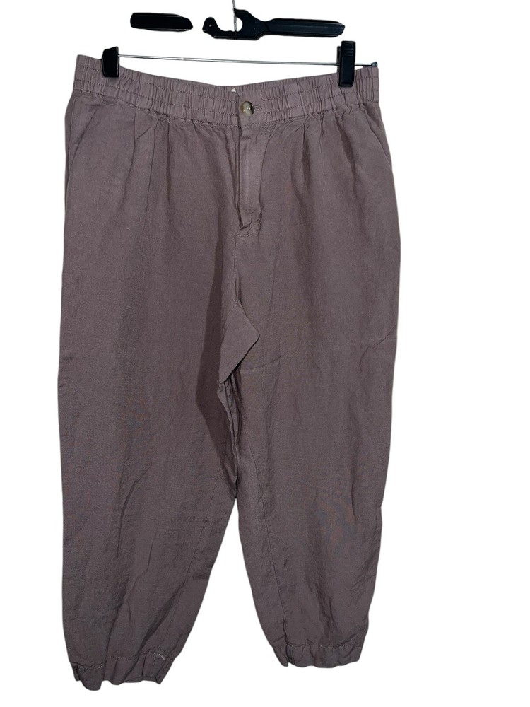 Madewell Linen Blend Track Trousers Pants Mauve  Size Small MD210