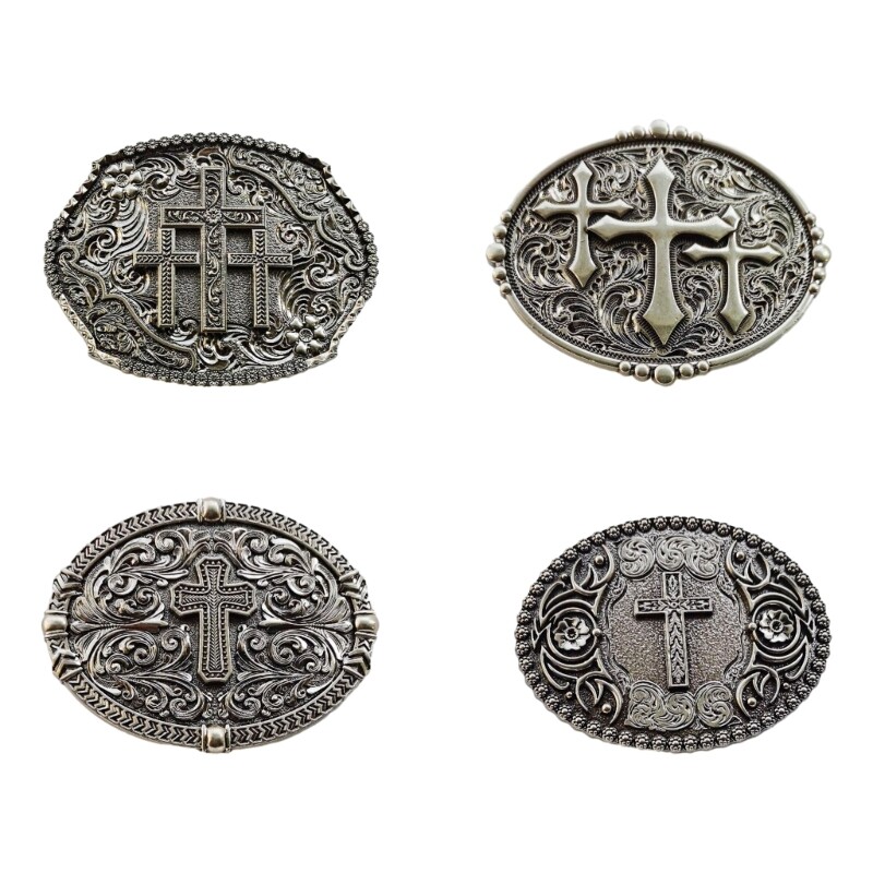 Men Belt Buckle Replacements Carved Cross Belt Buckle for Fashion Enthusiasts