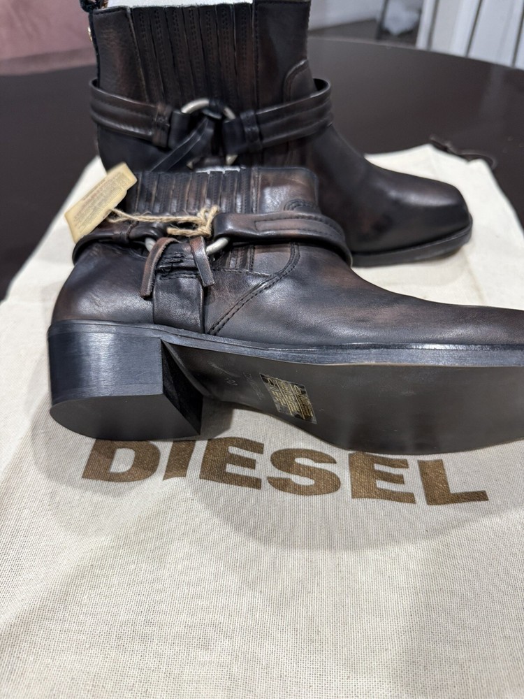 DIESEL Women's Squar Harless Womens Leather Boot Black Y01010 PR013 T8 Size 9.5