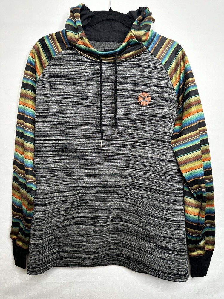 Hooey Palla Heather Black Striped Sweatshirt Hoodie Women’s Size Large