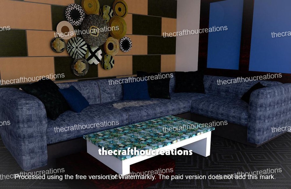 Blue Agate Geode Coffee Table Top for Living Room Christmas Decor