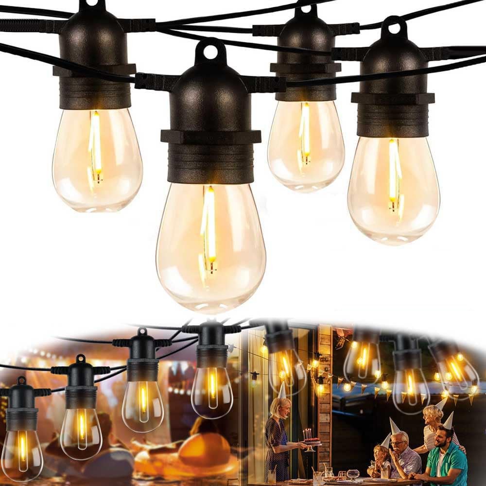 S14 LED Outdoor String Lights 27FT Edison Vintage Shatterproof Bulbs Waterproof for Patio Garden