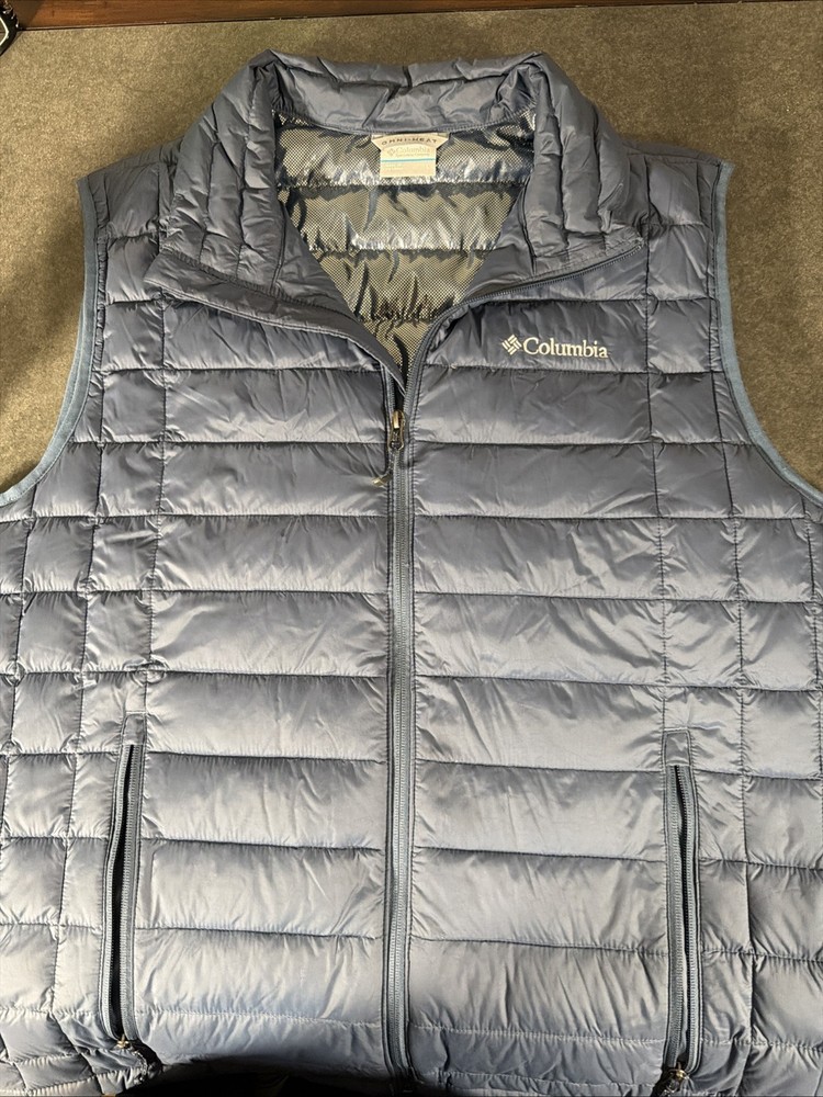 Columbia Omni Heat Puffer Vest Blue Men's Size Large Lightweight Insulated Blue