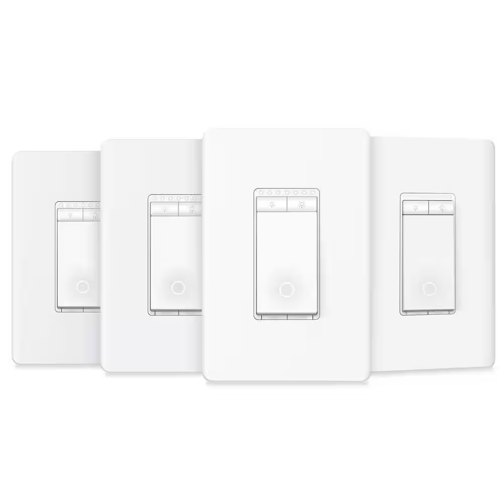 Smart Wi-Fi Light Switch, Dimmer, 3-Way KIT, White, 4-Pack