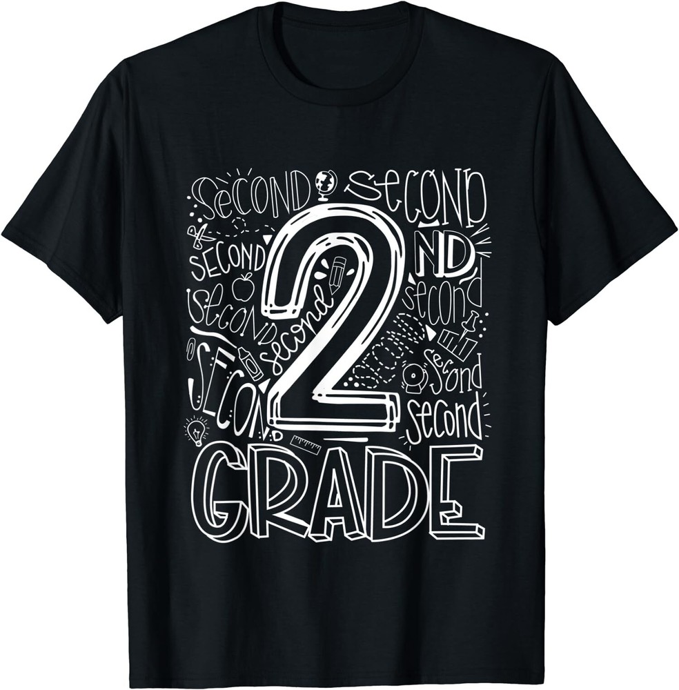 Back To School 2nd Second Grade Typography Cool Gift Unisex T-Shirt-image