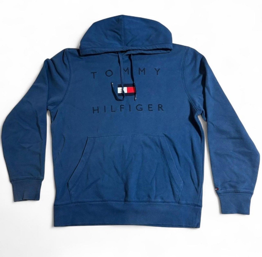 Tommy Hilfiger Unisex Medium Blue Embroidered Hoodie Pullover