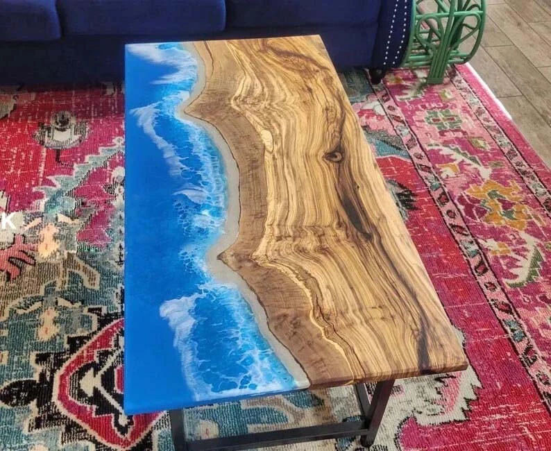 Blue Epoxy Resin Dining Table Top Cyber Monday Sale Table Furniture Home Decors-image
