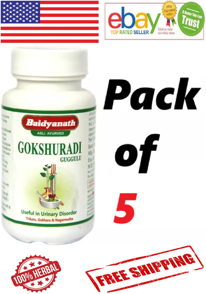 Baidyanath Gokshuradi Guggulu for Urinary Disorders - 5x 80 Tabs with Free Shipping