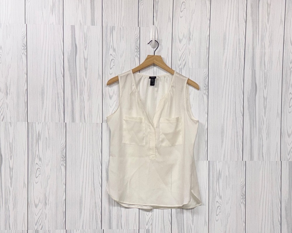 Ann Taylor sleeveless blouse womens size small eggshell white top