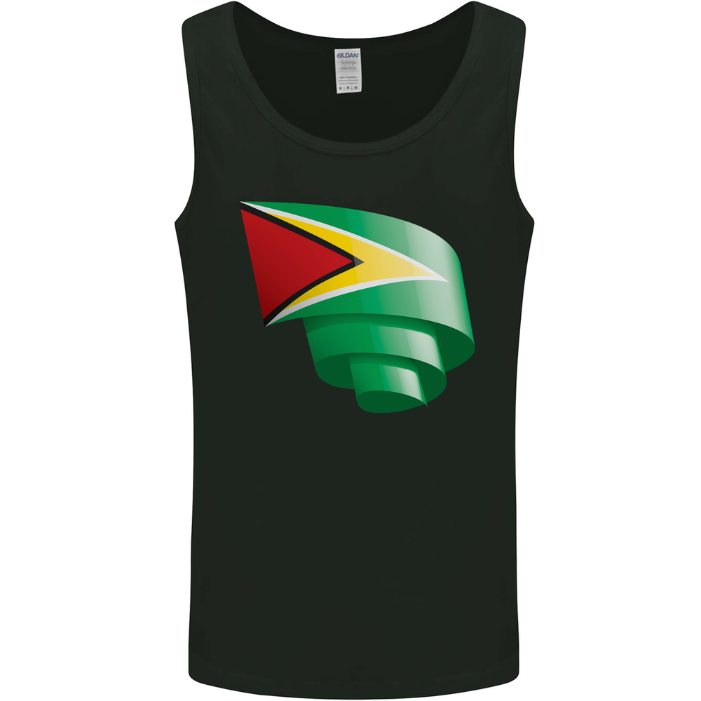 Curled Guyana Flag Guyanese Day Football Mens Vest Tank Top