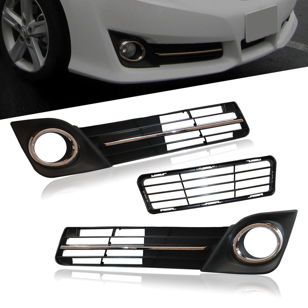 2012-2014 Toyota Camry SE 3PC Front Bumper Grille Fog Light Cover Trim Set