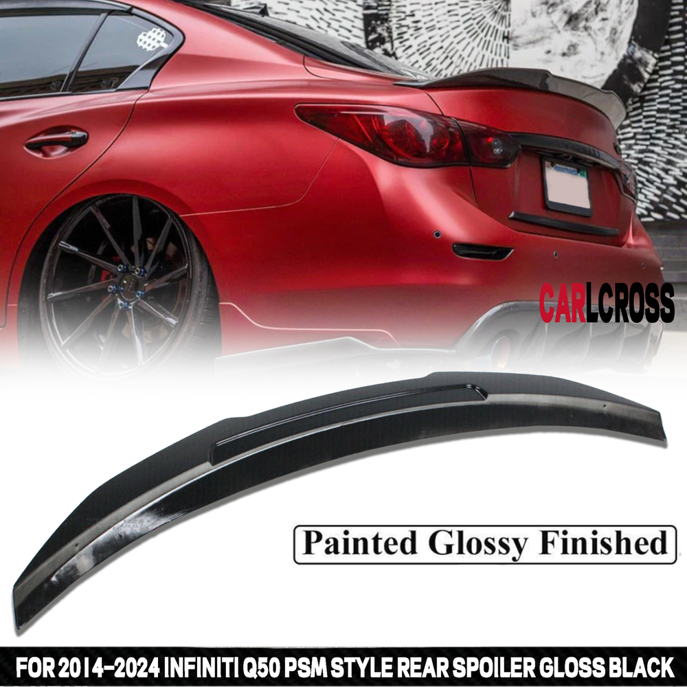2014-2024 Infiniti Q50 Glossy Black Duckbill Trunk Spoiler PSM Style
