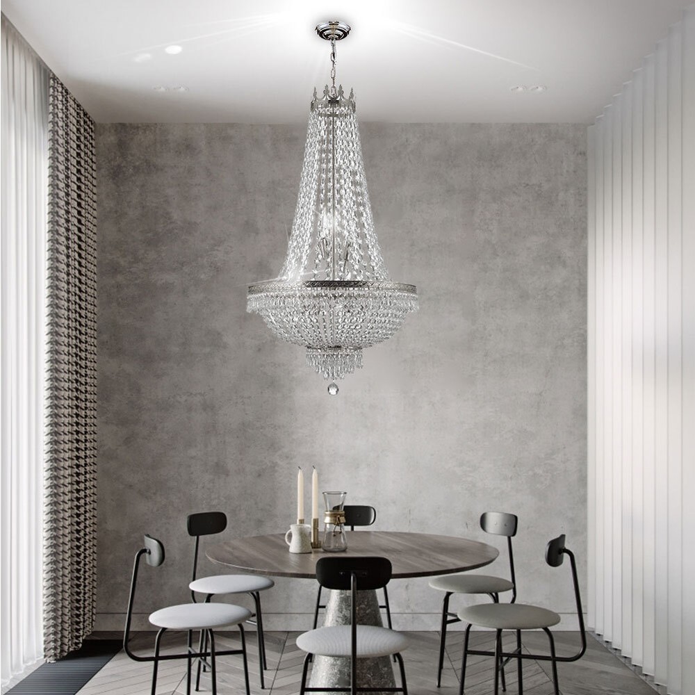 9-Light French Empire Crystal Chandelier Large Foyer Ceiling Lighting LED Lamp!