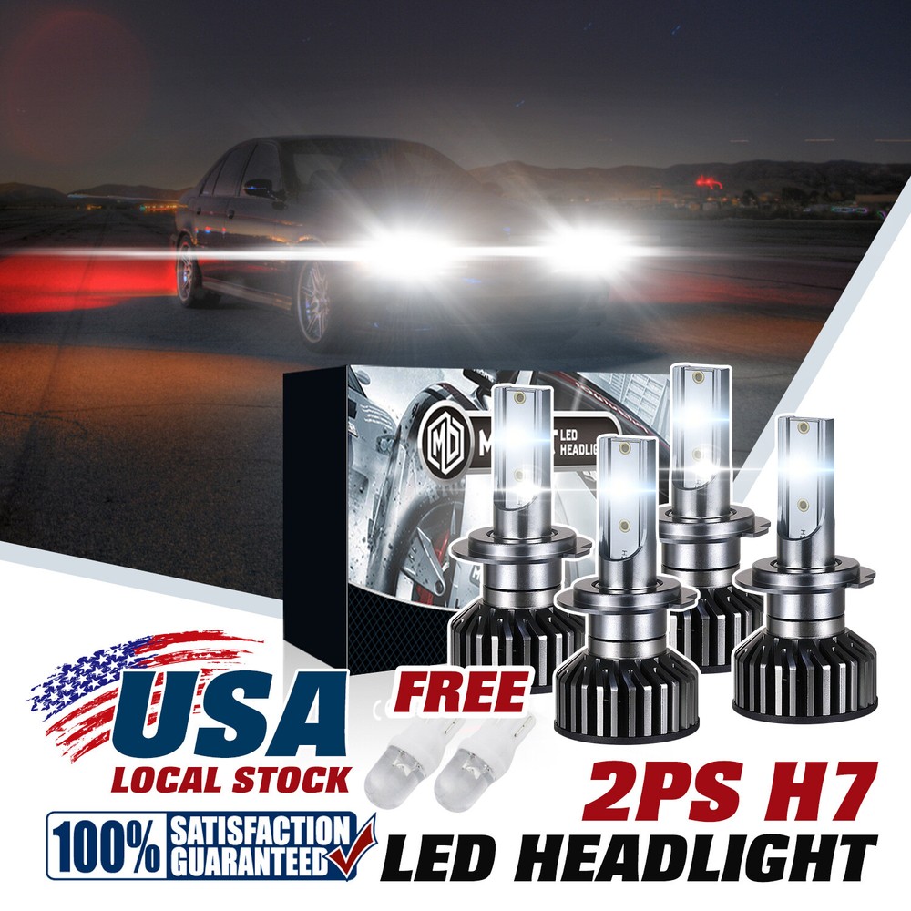 200W LED High/Low Beam Conversion Kit H7 Bulbs Super Bright 6000K Plug&Play