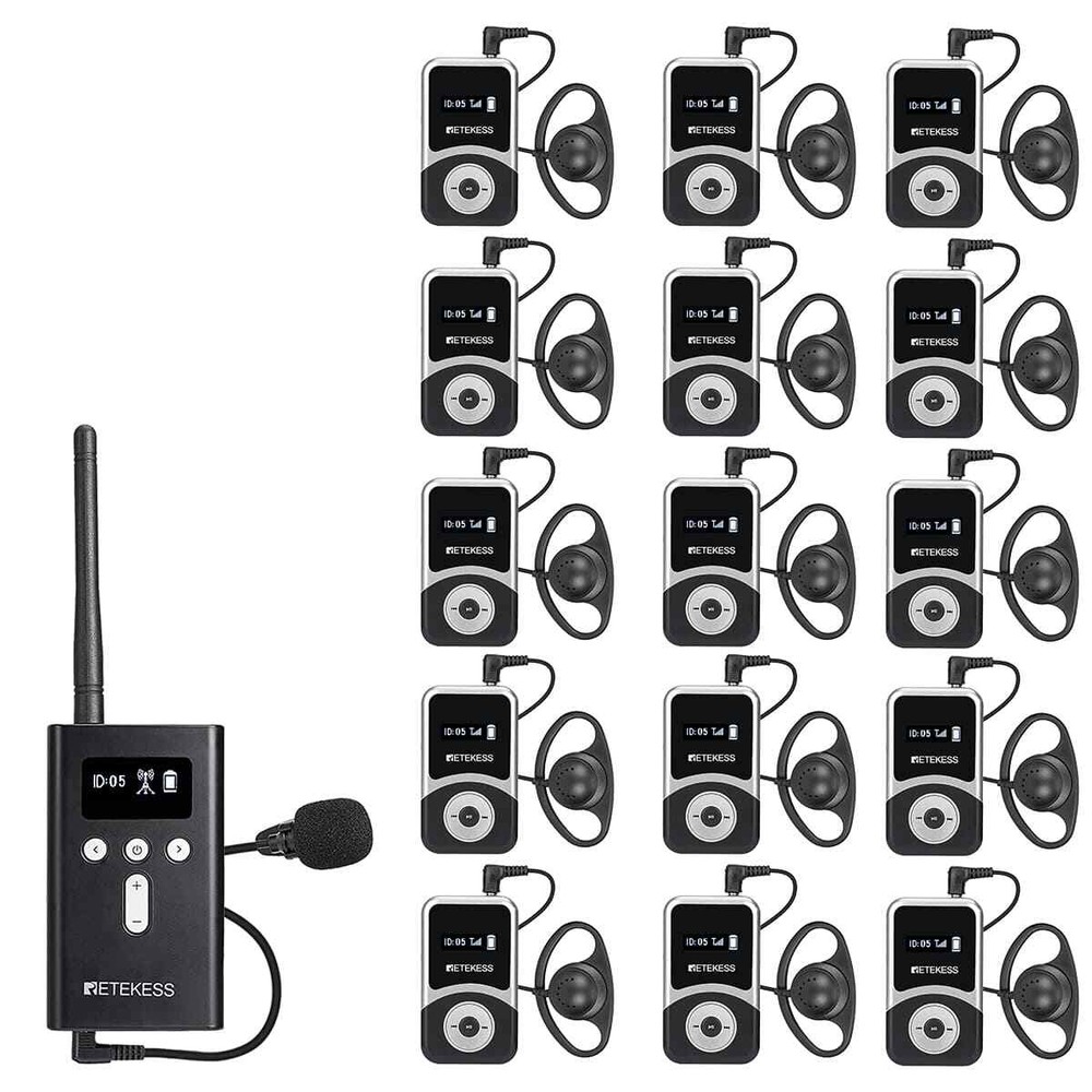RETEKESS Wireless Tour Guide Audio System 15 Receivers for Church Meeting Museum