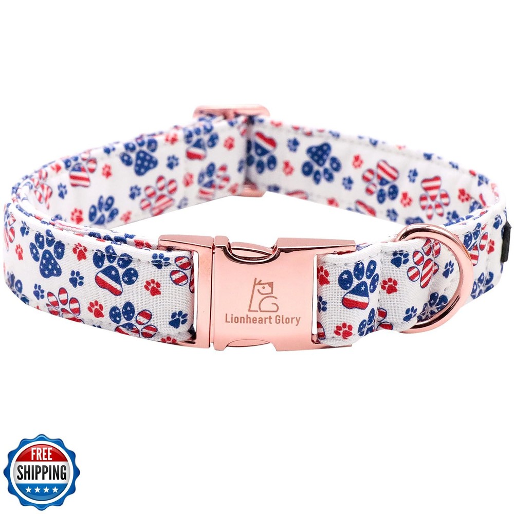 Lionheart glory American Flag Dog Collar, 4 of July Dog Collar Heavy Duty Adj