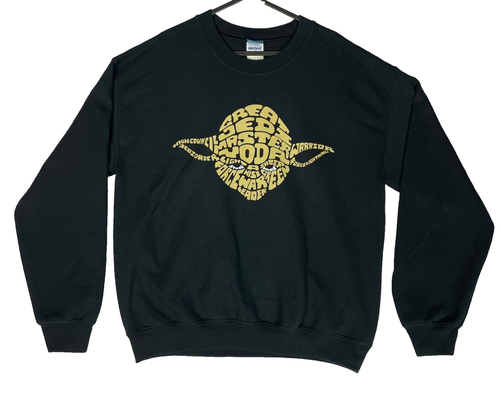 Star Wars Yoda Graphic Print Black Gildan Sweatshirt Size Medium