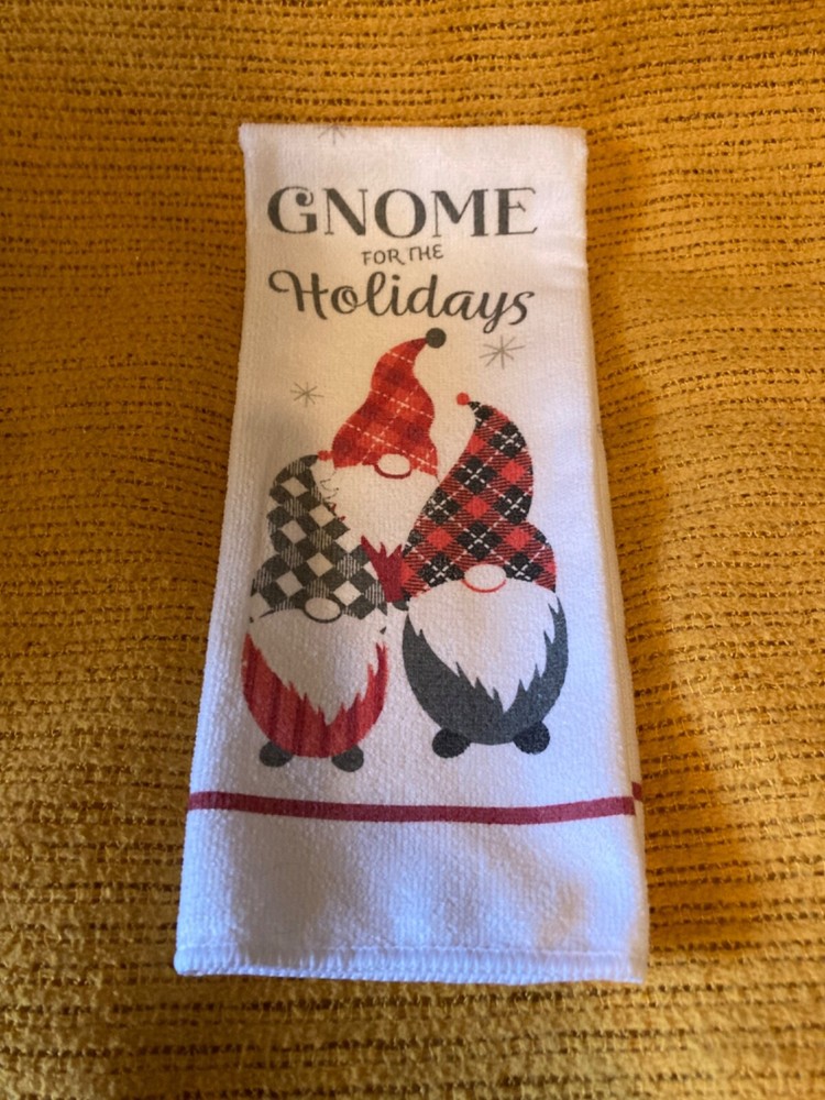 Gnome For The Holidays Tea Towel, Holiday, Christmas, 25x14.5 in, Made In China