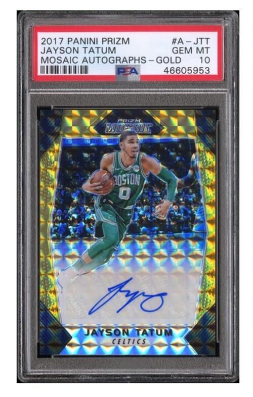 2017-18 Prizm Mosaic GOLD AUTO JAYSON TATUM RC #/10 PSA 10 GEM MINT POP 2