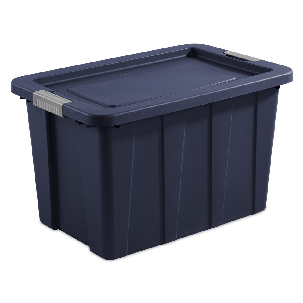 Sterilite 30 Gallon Latching Tuff1 Tote Plastic Storage Container Dark Indigo