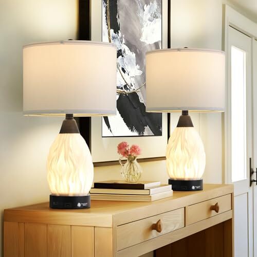 22''Touch Control Table Lamps Set of 2,Stepless Dimmable Bedside Black,beige