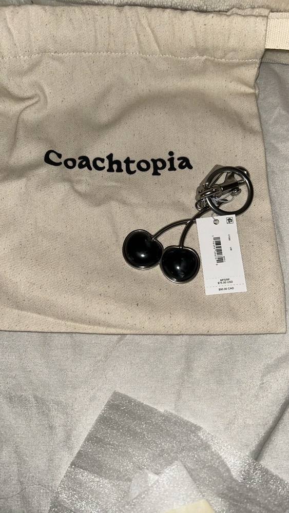 Coach X Coachtopia Cherry Bag Charm Keychain in Silver & Black - CT392