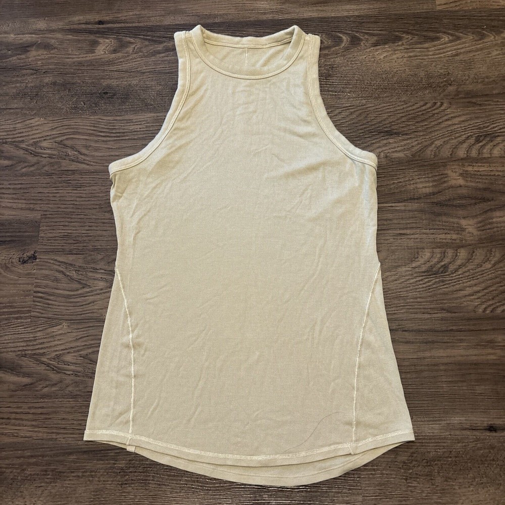 Lululemon Tank Top Womens Small? Tan Hold Tight Ribbed Modal Crewneck Gym Yoga